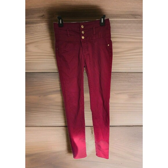 Refuge Hi - Waist Super Skinny Jeggings Pants Womens Size 4 Maroon Burgandy Red - Picture 1 of 13